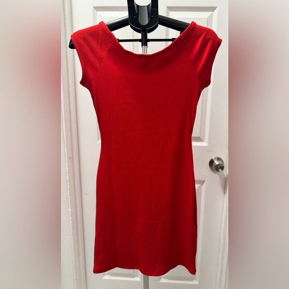 No Comment Red Ribbed Button-Front Dress - Picture 2 of 3